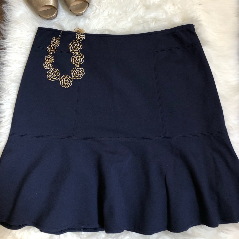 Navy Fit and Flare Skirt - WHBM